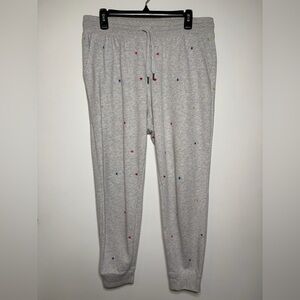 Women’s Old Navy Heather Gray Joggers with Colorful Star Details and pockets
